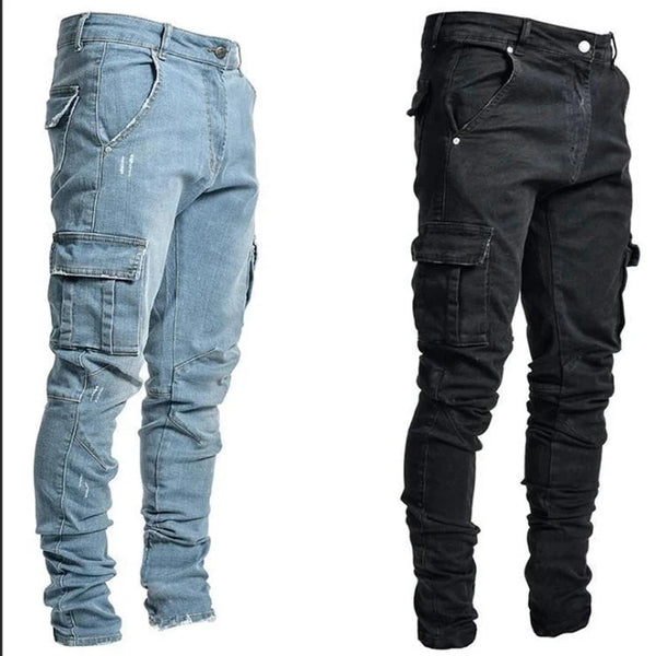 Multi Pockets Elastic Denim Jeans