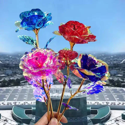 10pcs eternal colorful gold rose