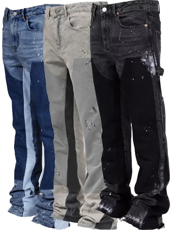 Men's Painting Patch Baggy Stacked Jeans
