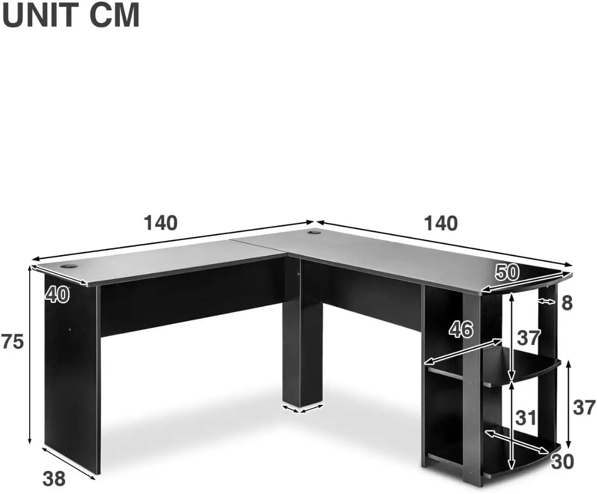 L-shaped large computer desk
