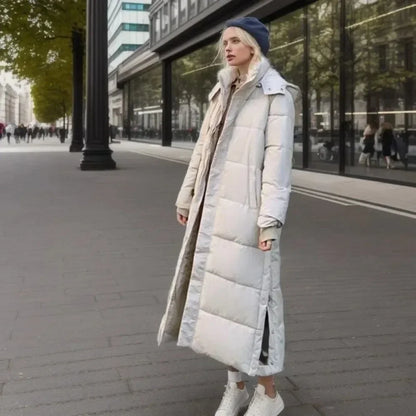 Woven block trend hooded down parkas coat