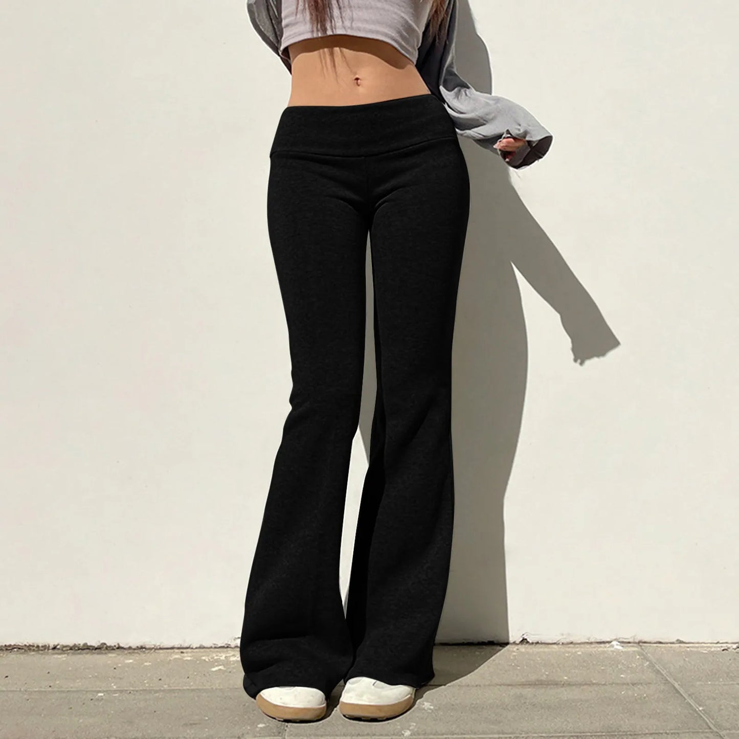Solid flare elegant pant cargo leggings trousers