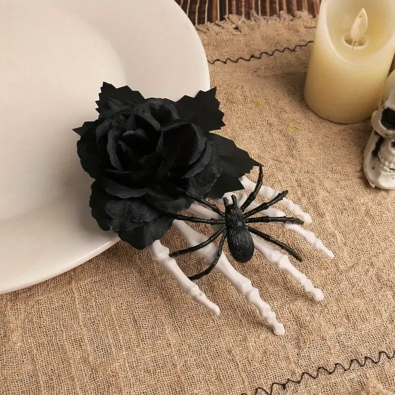 Halloween Black Rose Hairpin