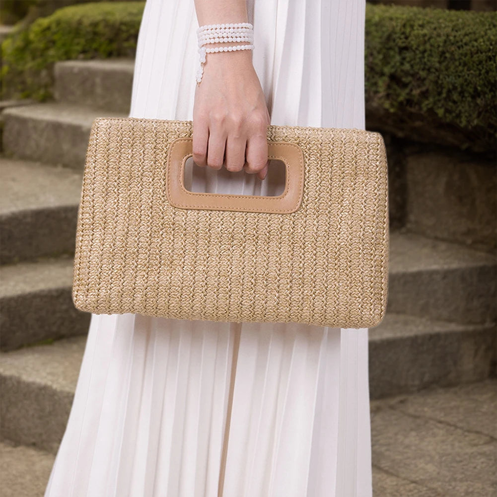 Women's straw woven raffia bag