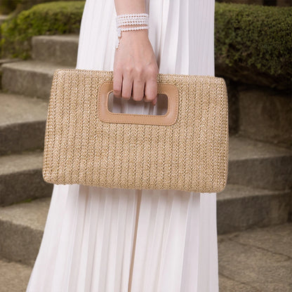 Women's straw woven raffia bag
