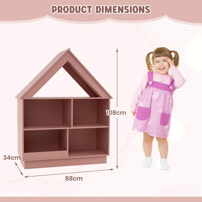 Bookshelf wooden 5-cubby kid's dollhouse toy