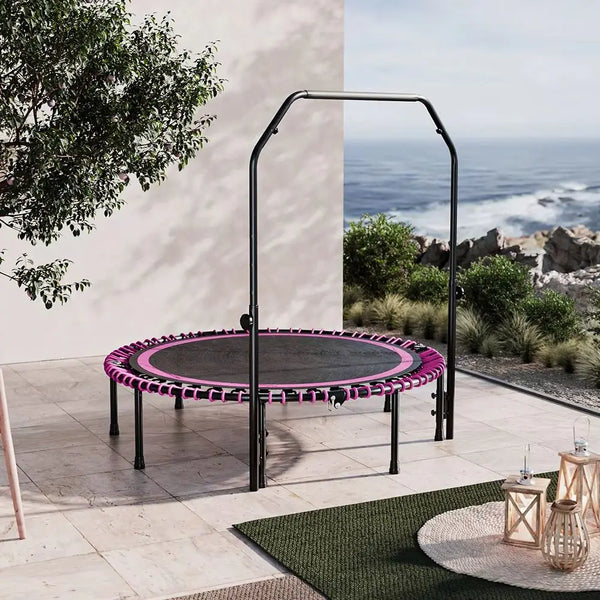 Foldable Round Trampoline with Adjustable U-Handle Bar