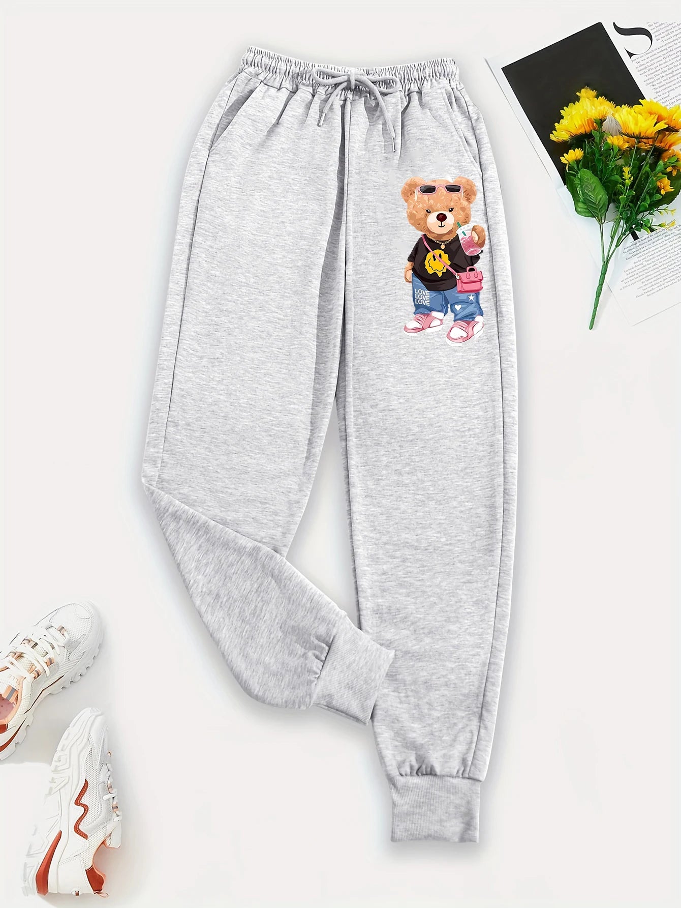 Loose fashion drawstring pockets sweatpants