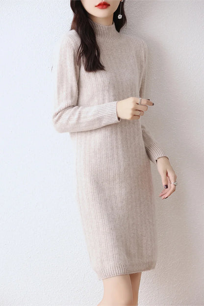 Autumn women's round neck thick dress