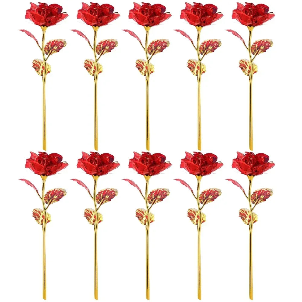 10pcs eternal colorful gold rose