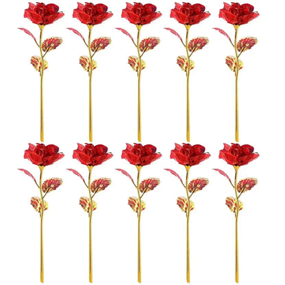 10pcs eternal colorful gold rose