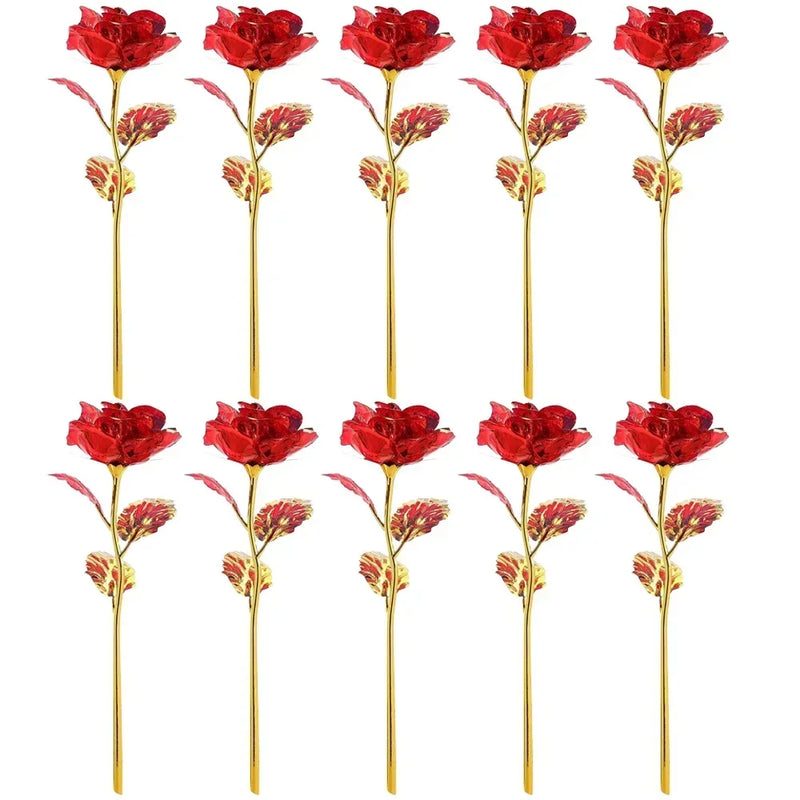 10pcs Eternal Colorful Gold Rose