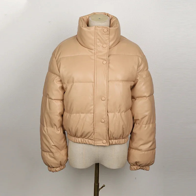 Women's elegant zipper faux leather jackets