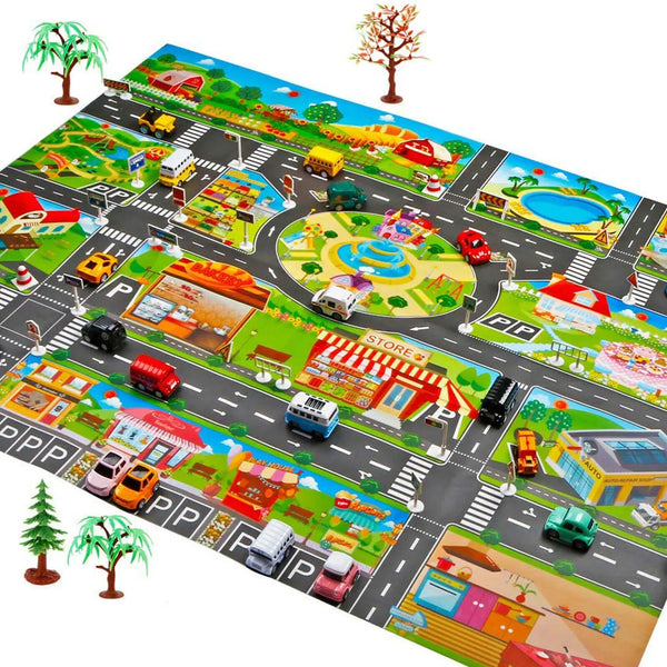 Rugs Town Road Map City Cars Play Mat