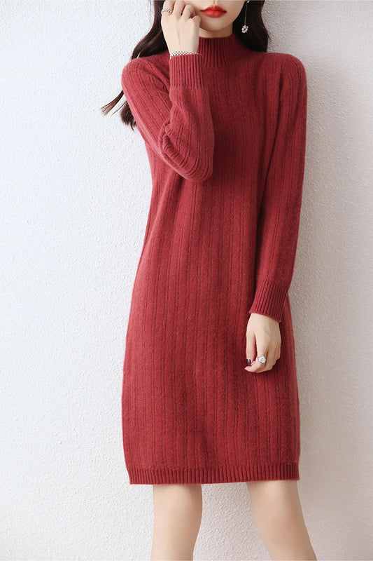 Autumn women's round neck thick dress