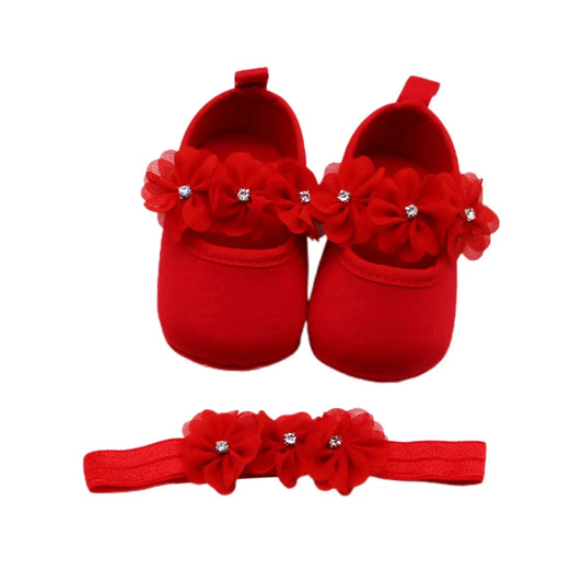 Baby baptism shoe & headband set