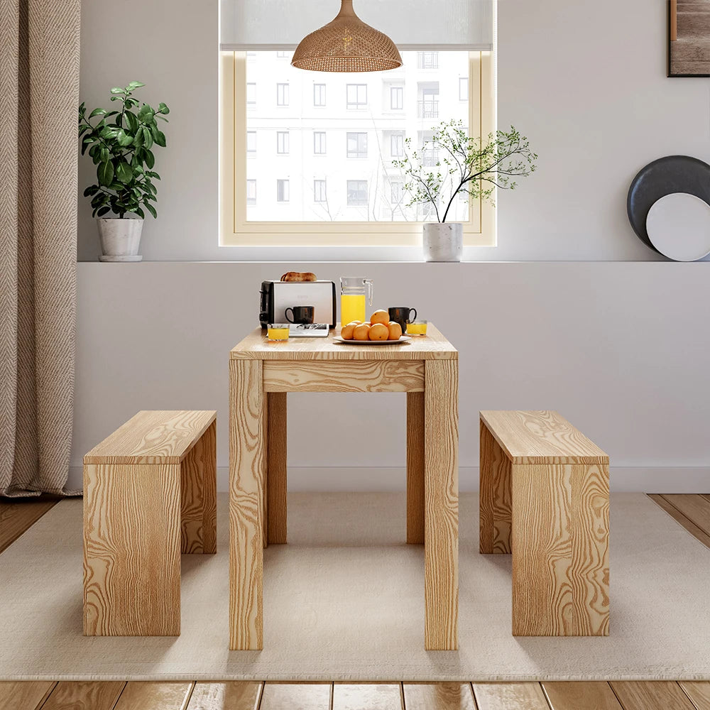 Modern dining table and benches set