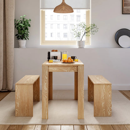Modern dining table and benches set