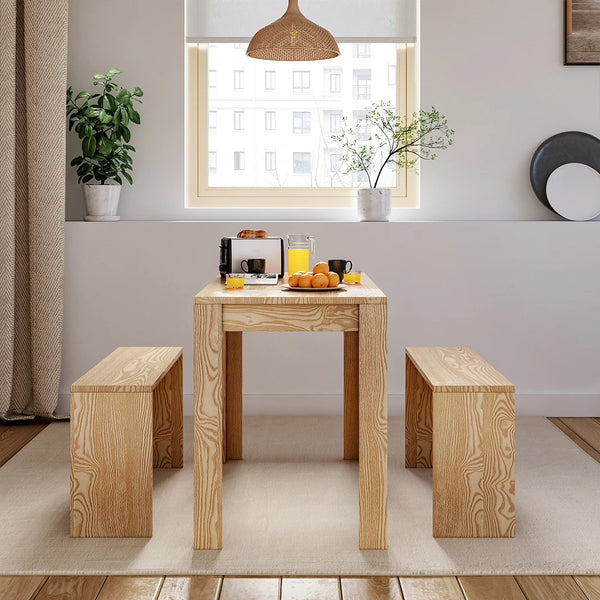 Modern Dining Table and Benches Set