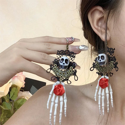 Retro Exaggerated Long Tassel Halloween Jewelry Set