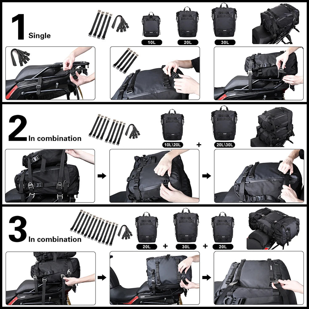 Multi-function motorbike saddle rack luggage bag