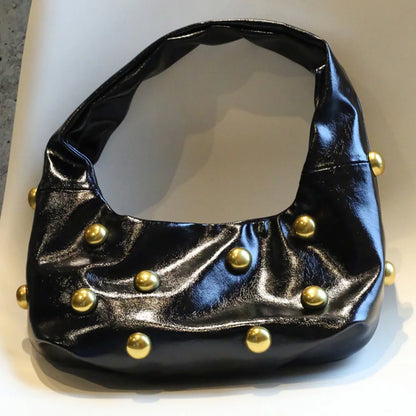 Elegant pu leather rivet shoulder bag