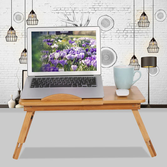 Adjustable bamboo laptop bed desk
