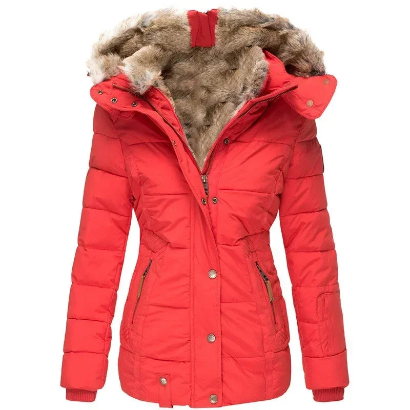 Winter warm wool collar cotton coat