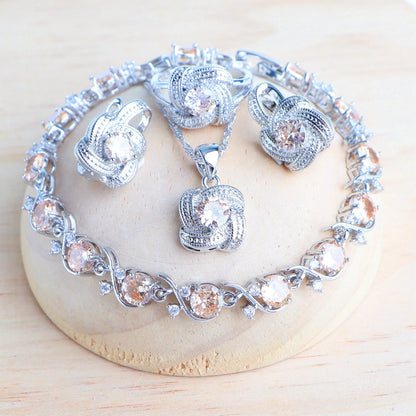 Blue zirconia women jewelry set
