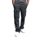 Straight Fit Drawstring Long Multi-pocket Pants
