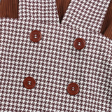 Solid Turtleneck Tops + Plaid Suspender Skirt Set