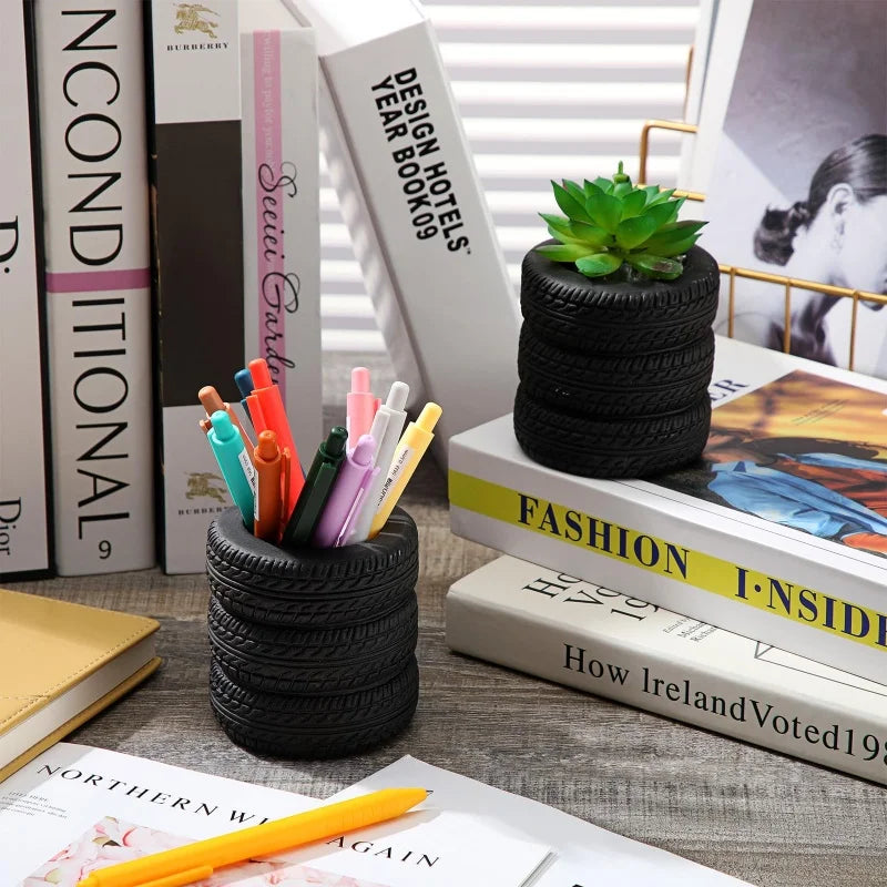 Tire Shaped Planter Pencil Pen Holder