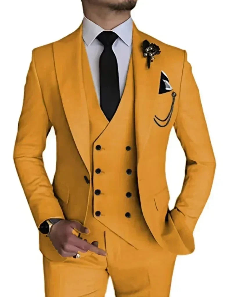 Men's peak lapel business 3piece blazer