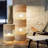 Retro Hand-woven Rattan Floor Lamp