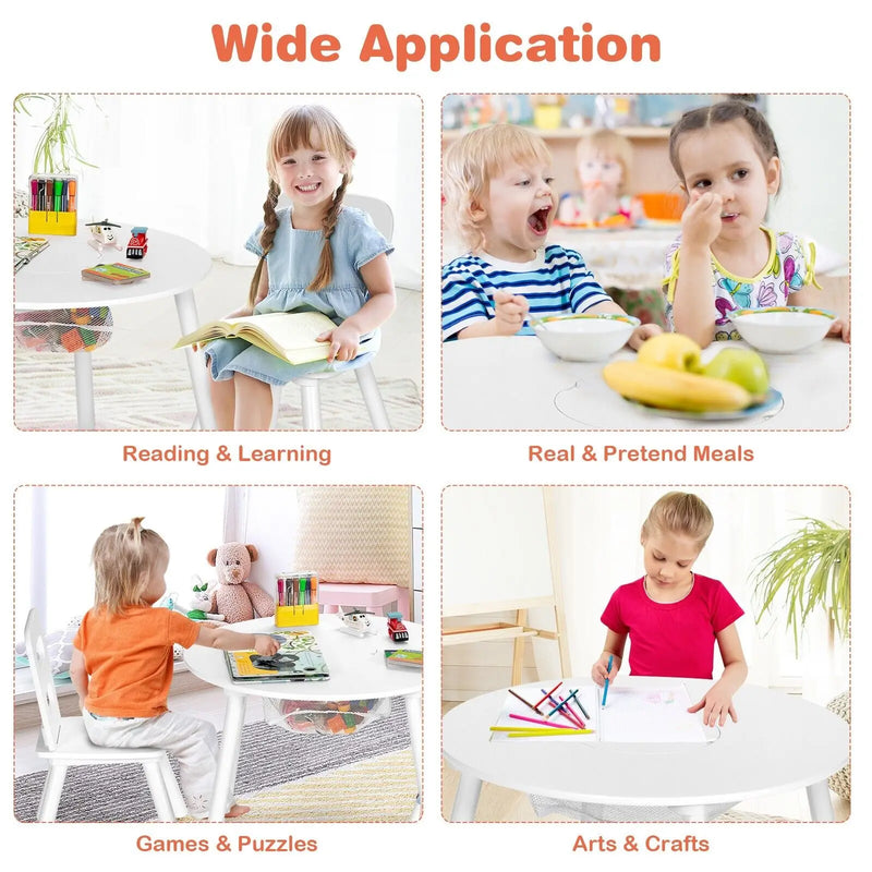 Kid's Round Wooden Activity Table & Chair Set