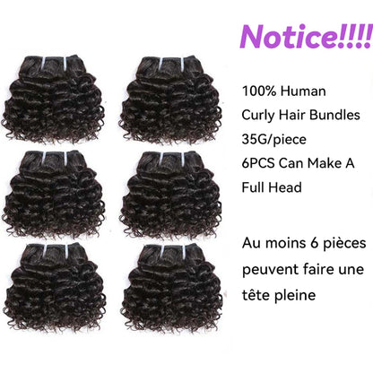 Short curly remy human hair extensions