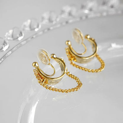Copper Link Chain Clip Earrings