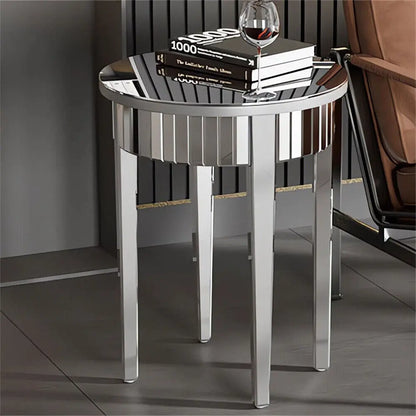 Modern silver mirrorred side table