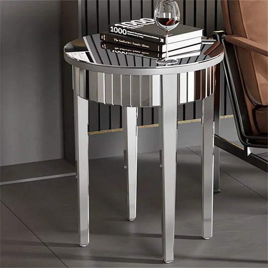 Modern silver mirrorred side table