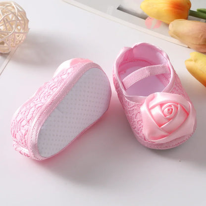 Newborn baby girl's bowknot lace shoes
