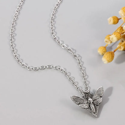 Vintage Metal Angel Insect Necklace