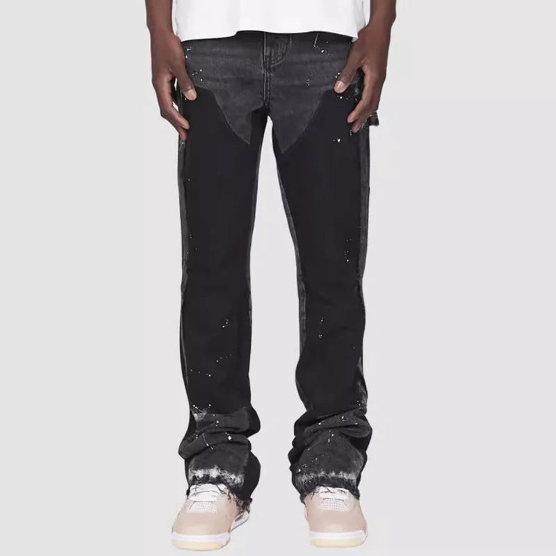 Men's Painting Patch Baggy Stacked Jeans