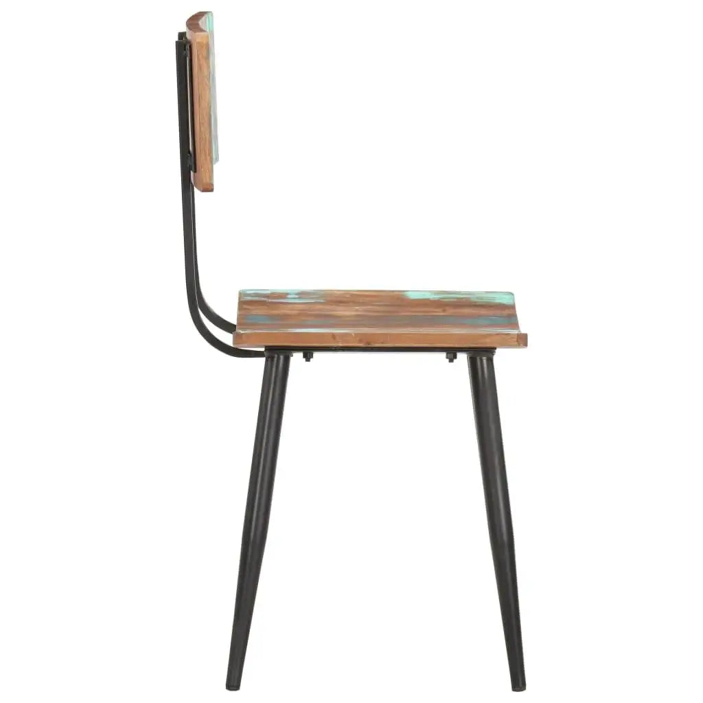 Solid reclaimed wood dining chairs set