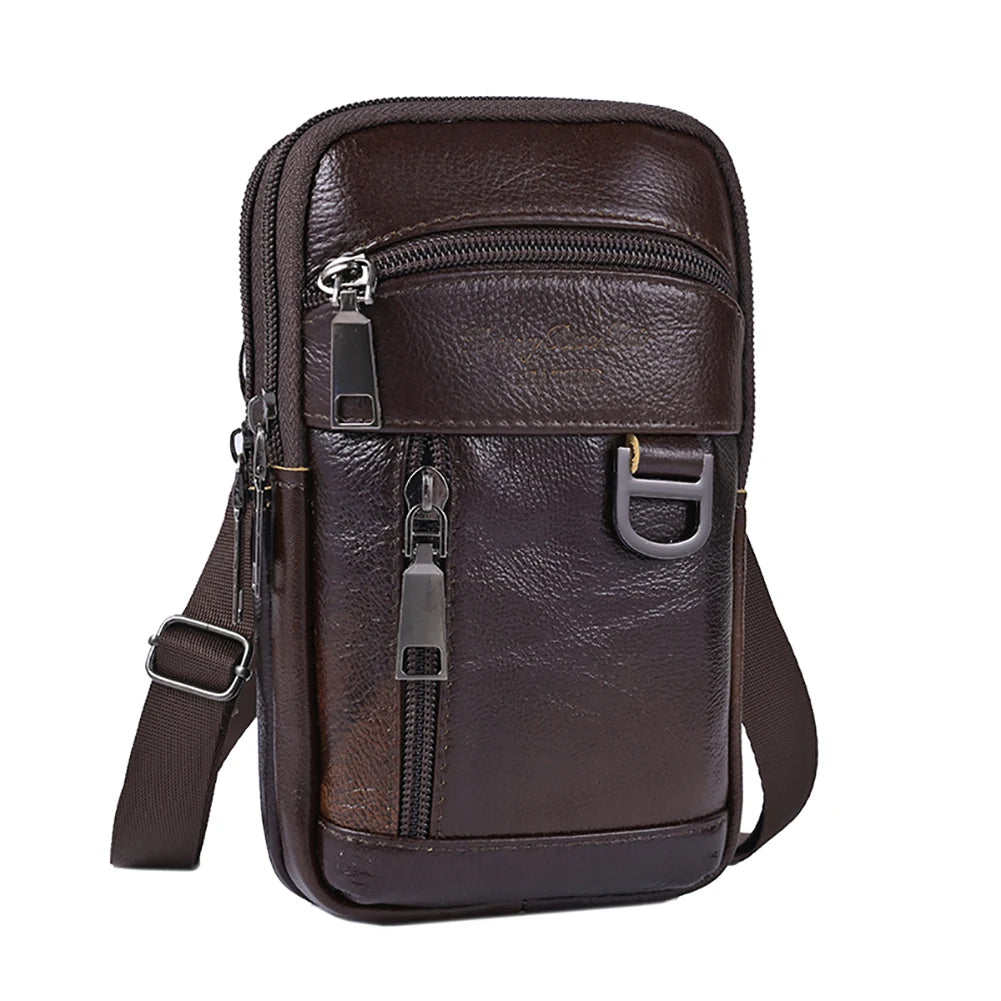 Genuine leather cowhide vintage belt pouch