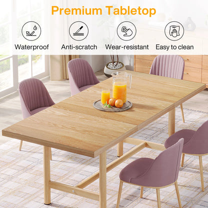 Rectangular dining table with metal legs