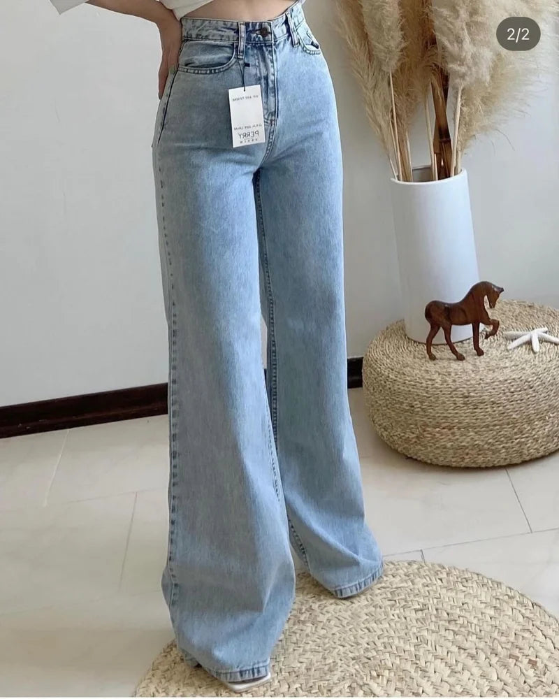 High waisted vintage washed baggy jeans