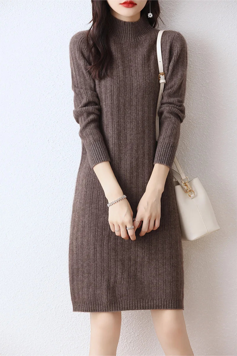 Autumn women's round neck thick dress