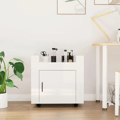 High gloss white desk trolley