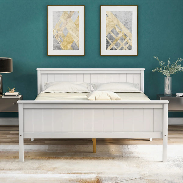Wooden Bed Frame with Headboard and Footboard