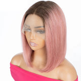 Gold Blonde Short Straight Bob Human Hair Wig